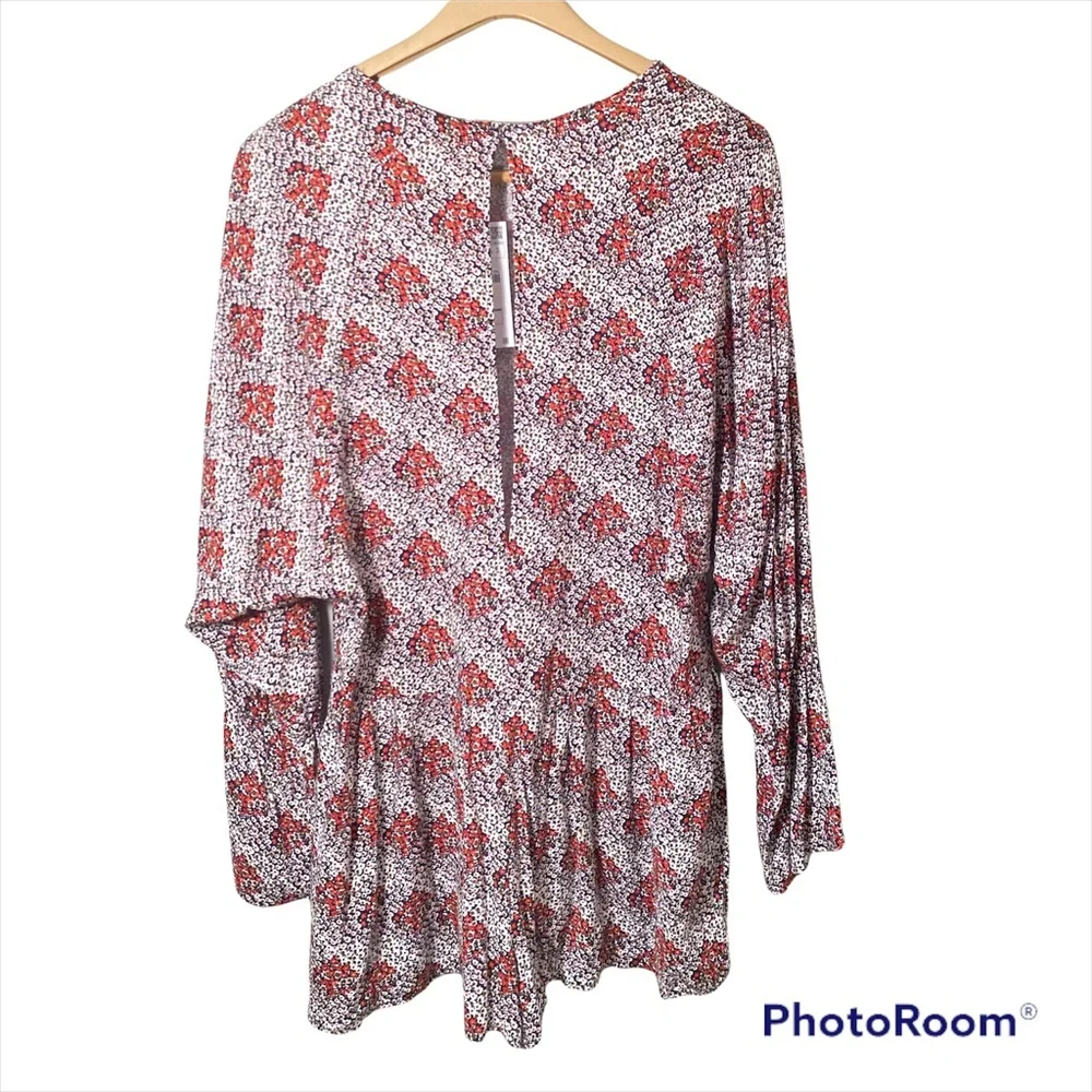 ZARA Trafaluc Red Black Floral Long Sleeve Romper Women’s Small NWT Boho